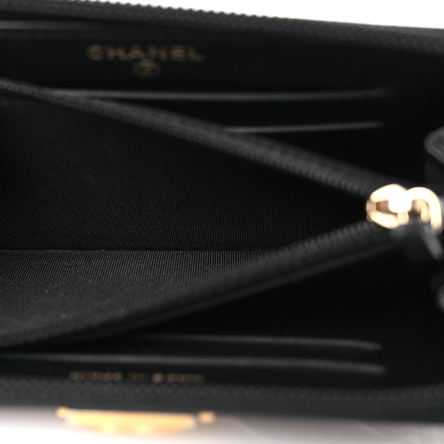 Chanel Lambskin Quilted Small Boy Zip Around Wallet Black 6 of 10