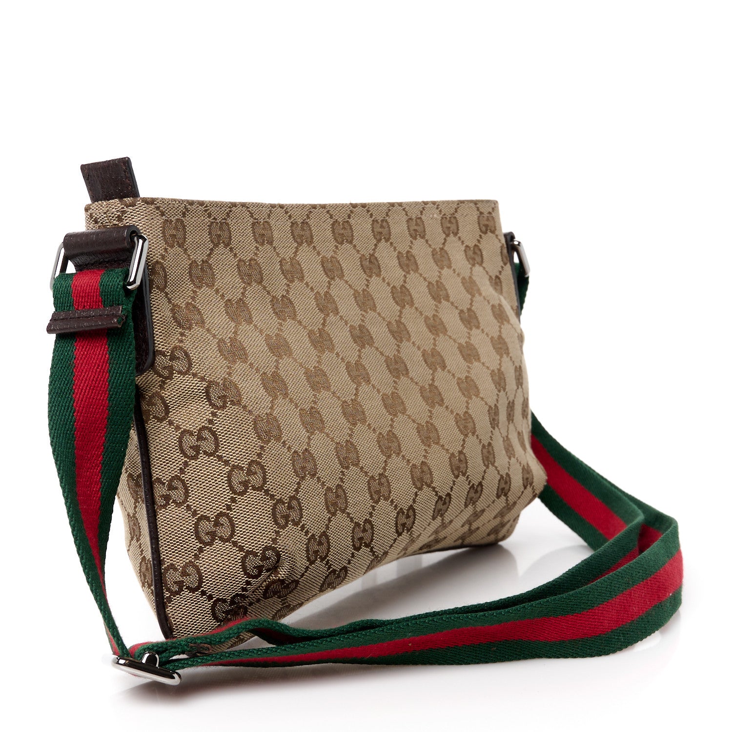 Gucci Monogram Web Small Flat Messenger Crossbody Dark Brown 3 of 11