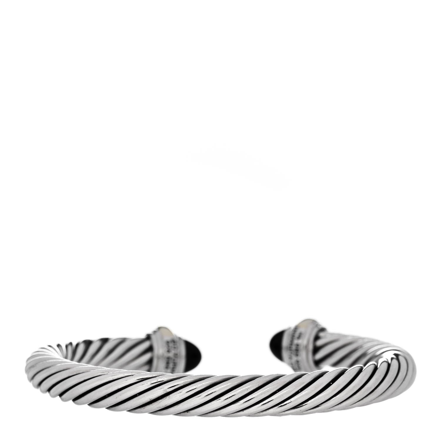 David Yurman Sterling Silver 14K Yellow Gold Black Onyx 7mm Cable Classics Bracelet 2 of 3
