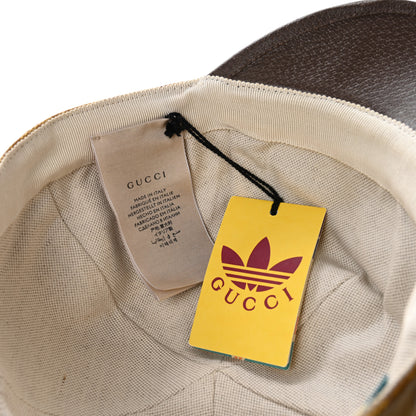Gucci X ADIDAS Crystal Monogram Textured Dollar Calfskin Trefoil Embroidered Stefanos Baseball Hat 58 Mid Natural New Acero 9 of 14