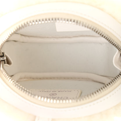 Chanel Shearling Sheepskin Lambskin Quilted Round Clutch With Chain White 5 of 7