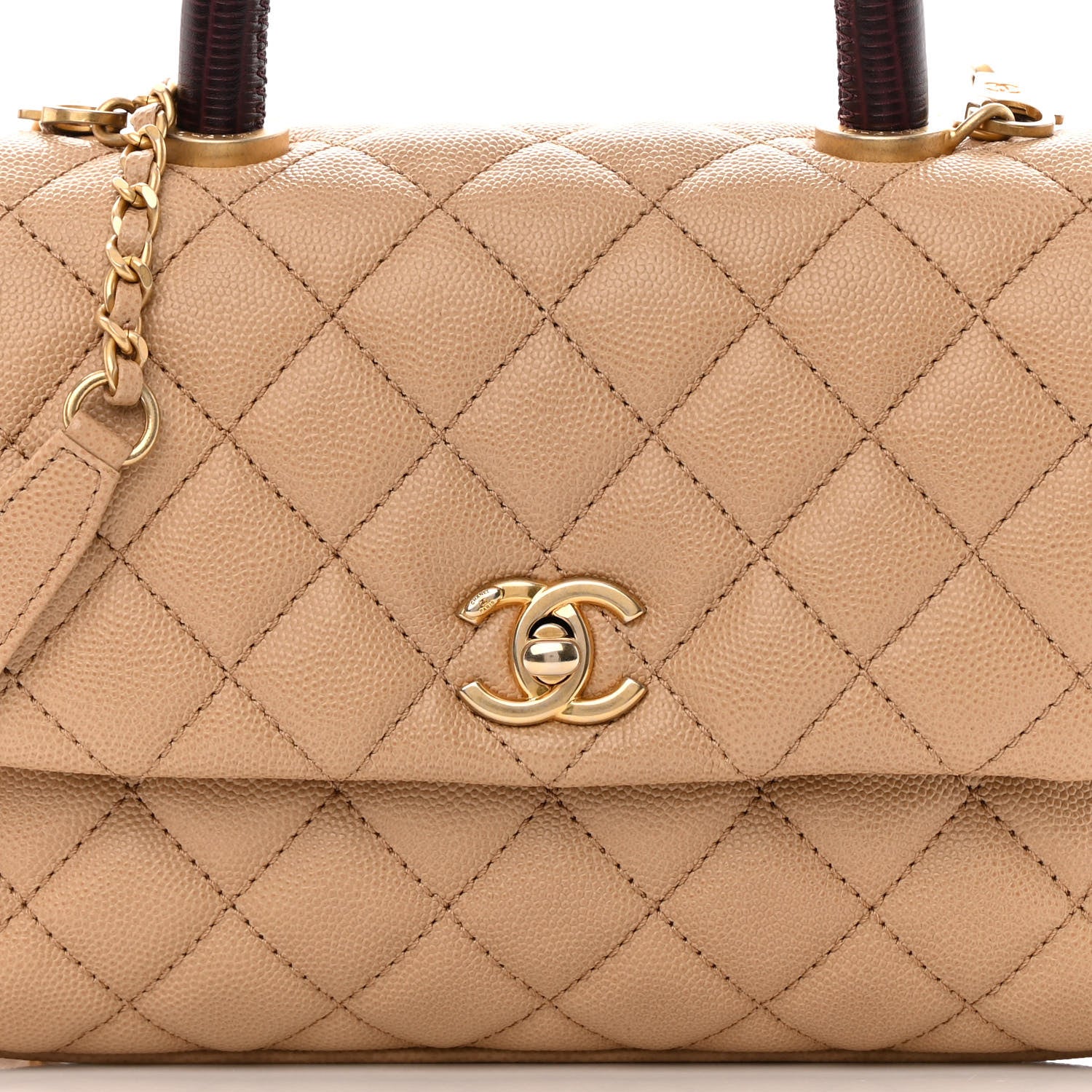 Chanel Caviar Lizard Embossed Quilted Mini Coco Handle Flap Beige 8 of 13
