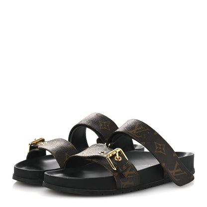 Louis Vuitton Monogram Bom Dia Mule Sandals 39 Black 4 of 11