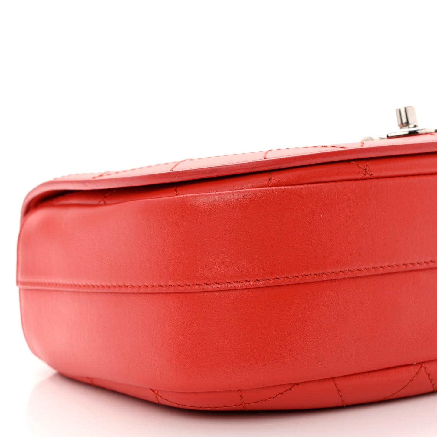 Calfskin Stitched Ring My Bag Flap Crossbody Red
