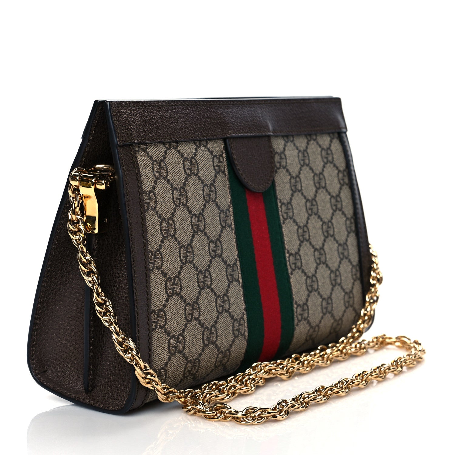 Gucci GG Supreme Monogram Web Small Ophidia Chain Shoulder Bag Brown 3 of 11