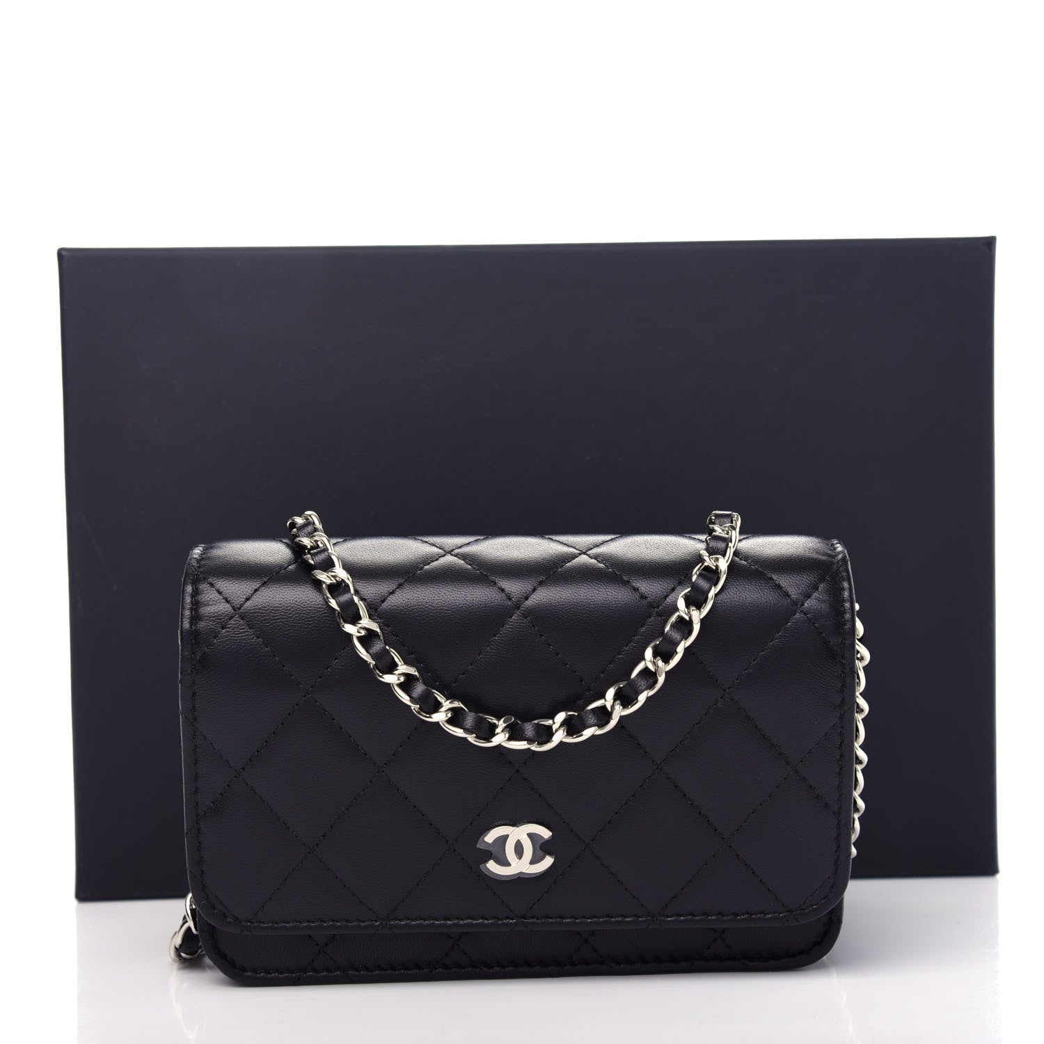 Chanel Lambskin Quilted Mini Wallet On Chain WOC Black 12 of 12
