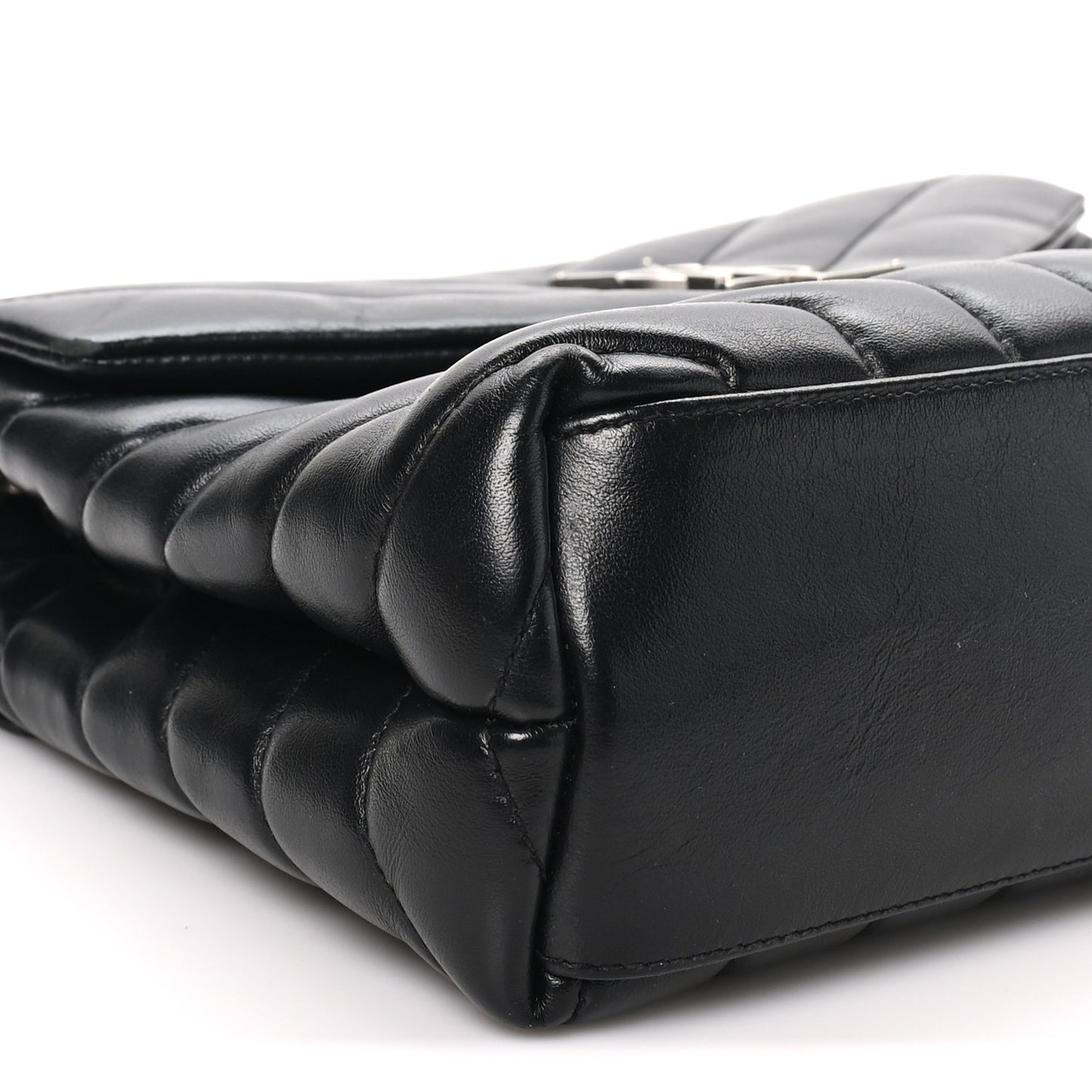 Calfskin Y Quilted Monogram Small Loulou Chain Satchel Black