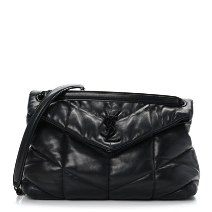 Saint Laurent Lambskin Quilted Monogram Monochrome Medium Loulou Puffer Chain Satchel Black 1 of 8