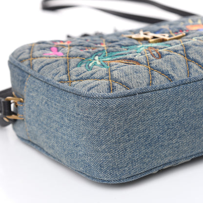 Saint Laurent Denim Matelasse Quilted Summer Embroidered Classic Monogram Camera Bag Blue 7 of 8