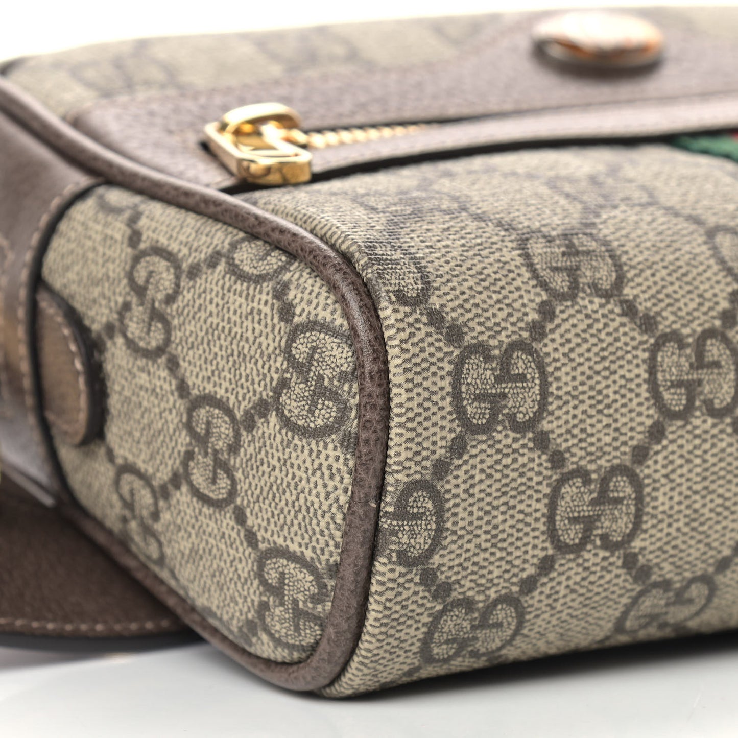 GG Supreme Monogram Web Small Ophidia Belt Bag 85 34 Dark Brown