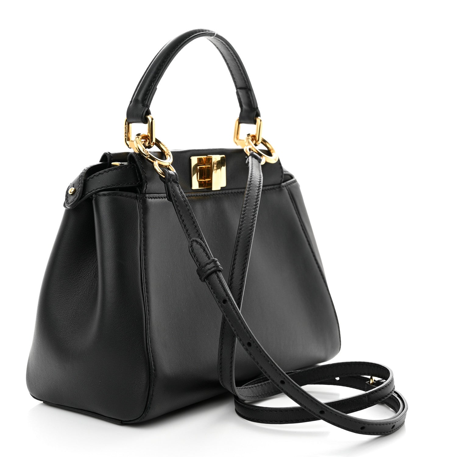 Fendi Nappa Mini Peekaboo Iconic Satchel Black 3 of 9