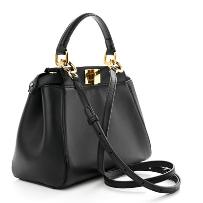 Fendi Nappa Mini Peekaboo Iconic Satchel Black 3 of 9