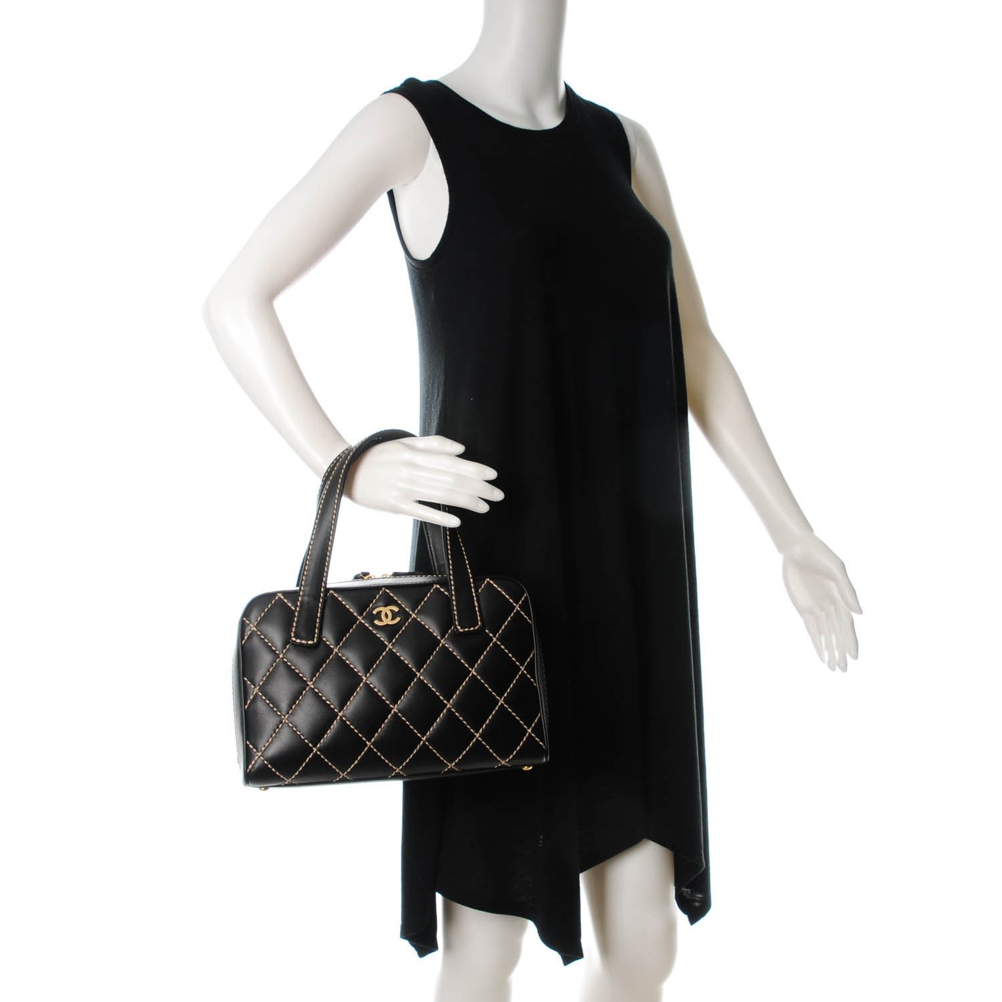 Calfskin Contrast Stitch Surpique Bowler Black