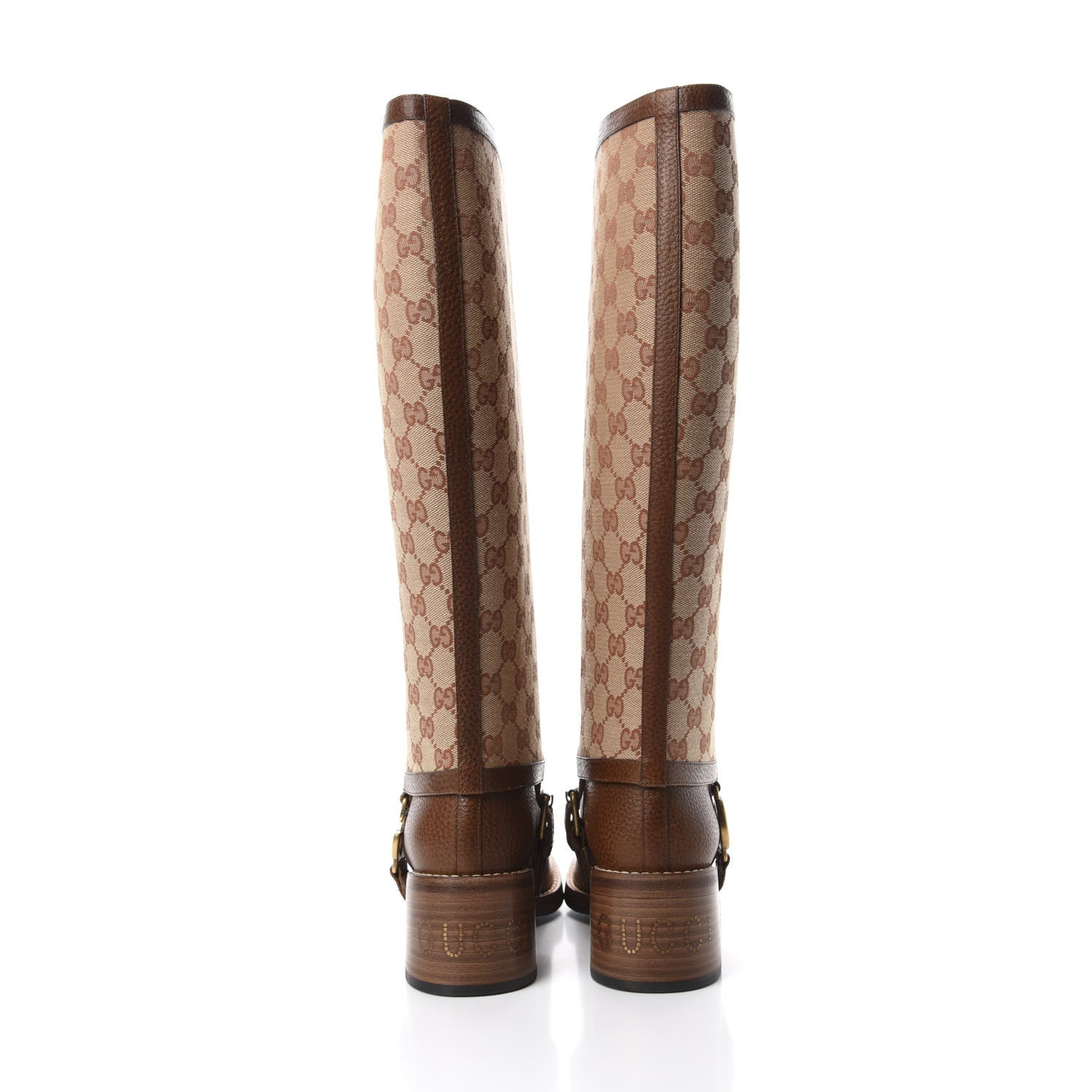 Gucci GG Monogram Calfskin Lola Tall Boots 37.5 Beige Ruggine Cuir 6 of 10
