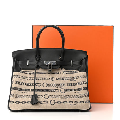 Hermes Swift Toile De Camp Dechainee Birkin 35 Black 11 of 11