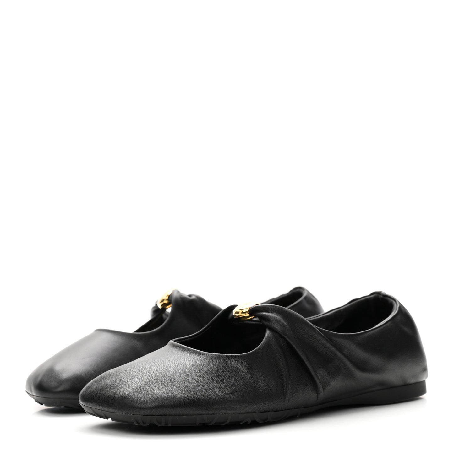 Lambskin Pebble Ballerina Flats 37 Black