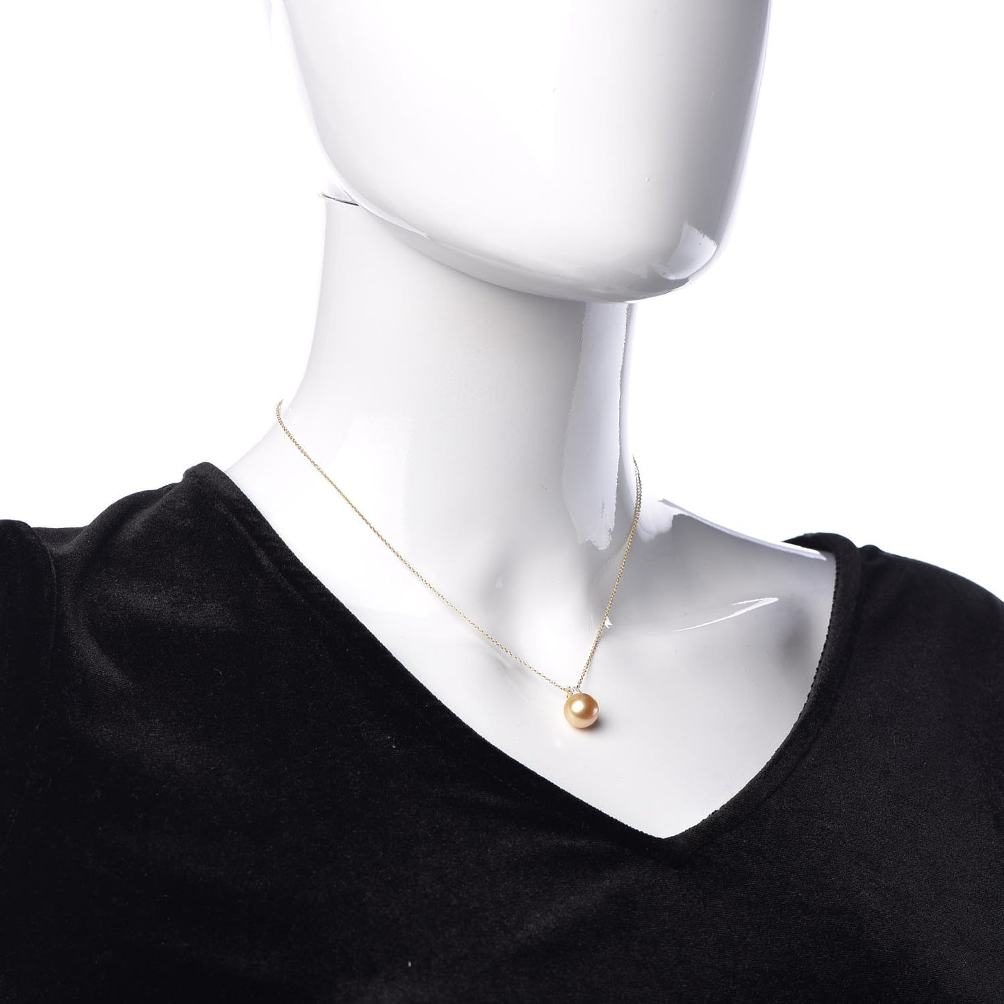 18K Yellow Gold Pearl Diamond South Sea Pearl Pendant Necklace