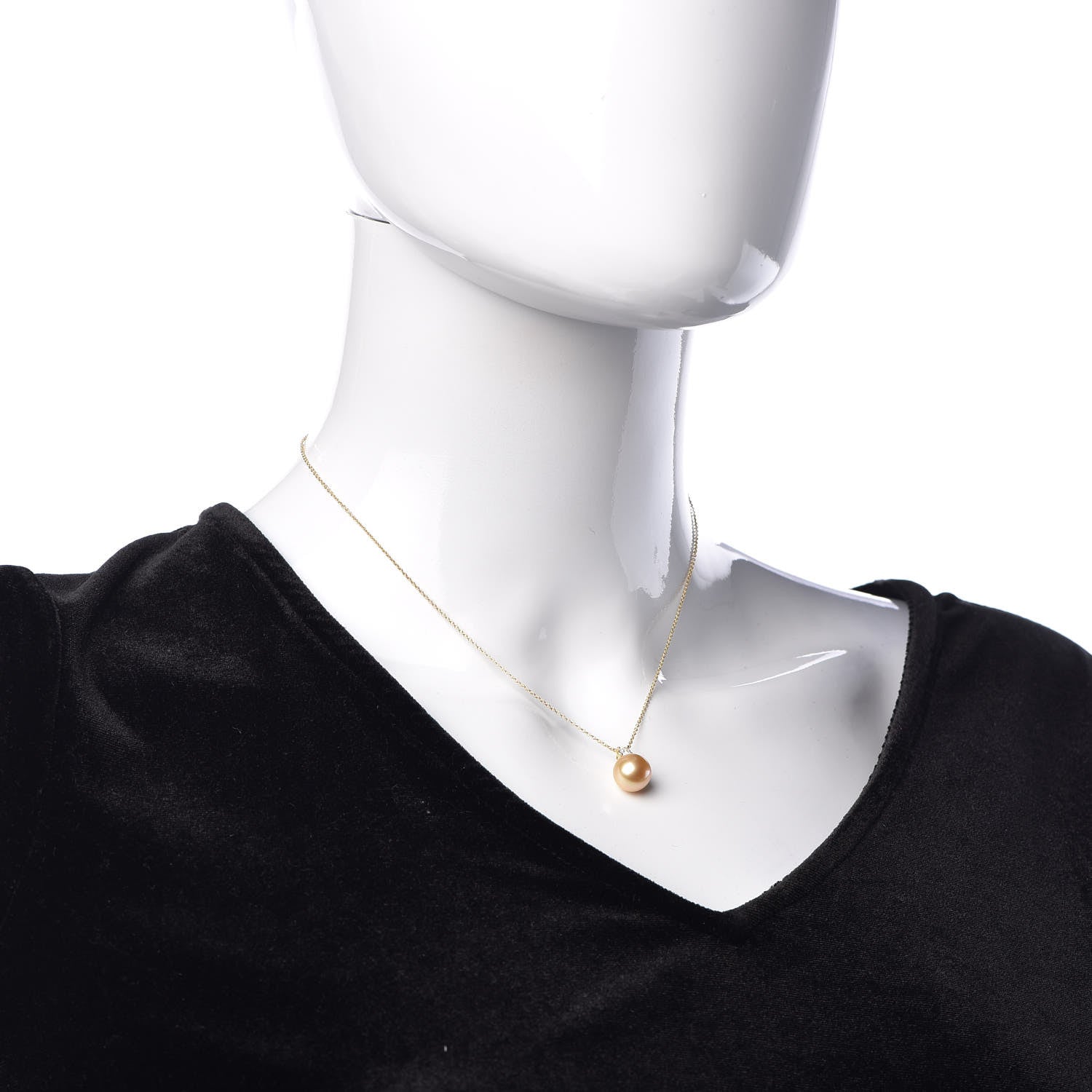 Tiffany 18K Yellow Gold Pearl Diamond South Sea Pearl Pendant Necklace 2 of 7