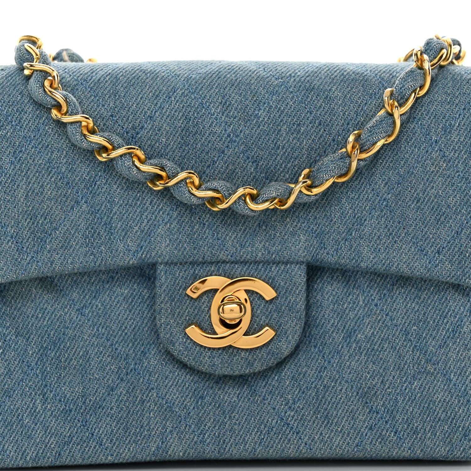 Chanel Denim Quilted Mini Square Flap Blue 8 of 10