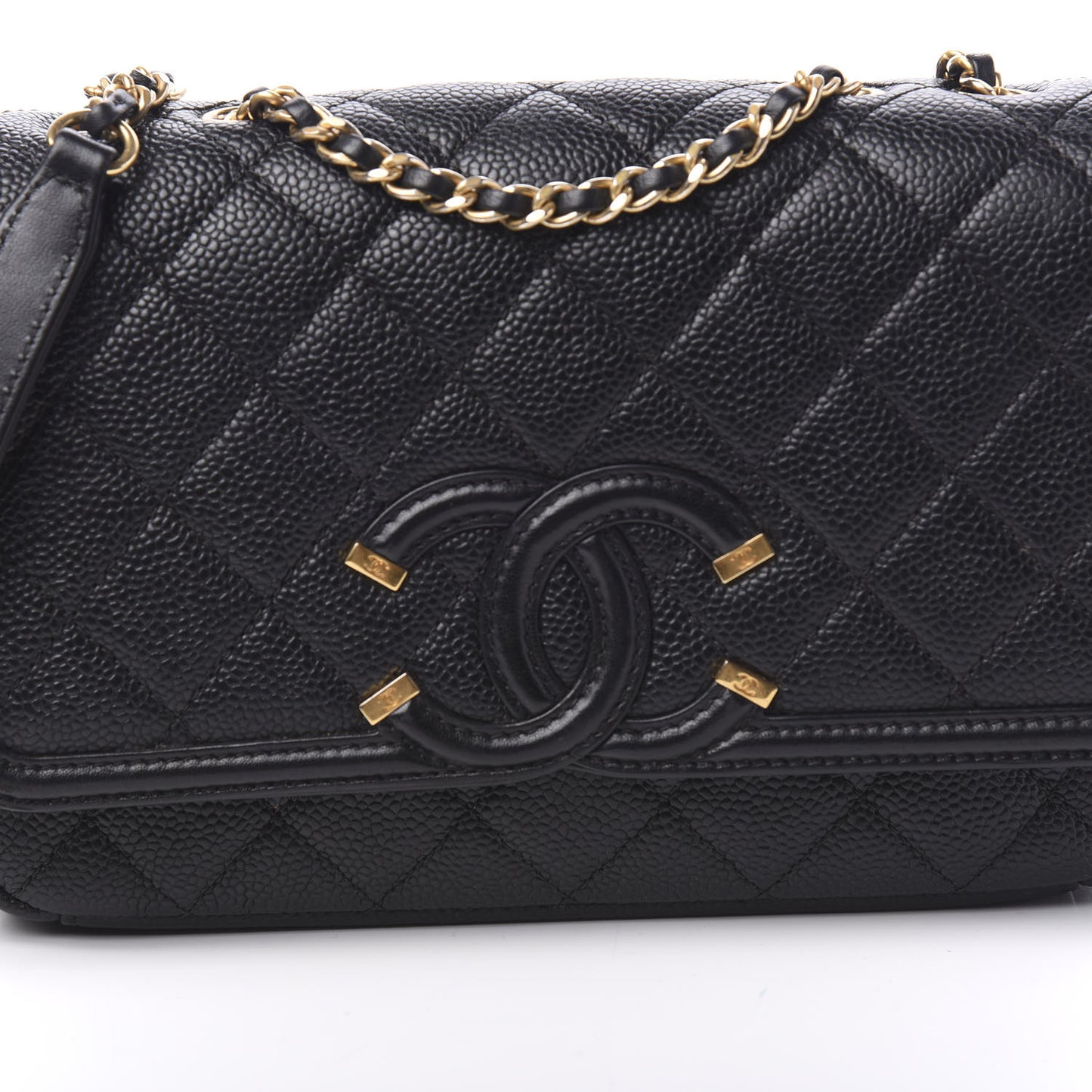 Caviar Quilted Small CC Filigree Flap Black