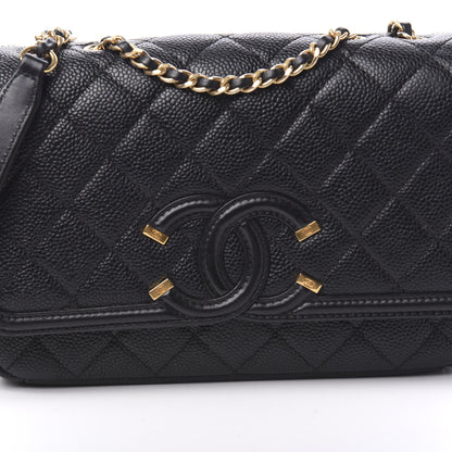 Chanel Caviar Quilted Small CC Filigree Flap Black 9 of 10
