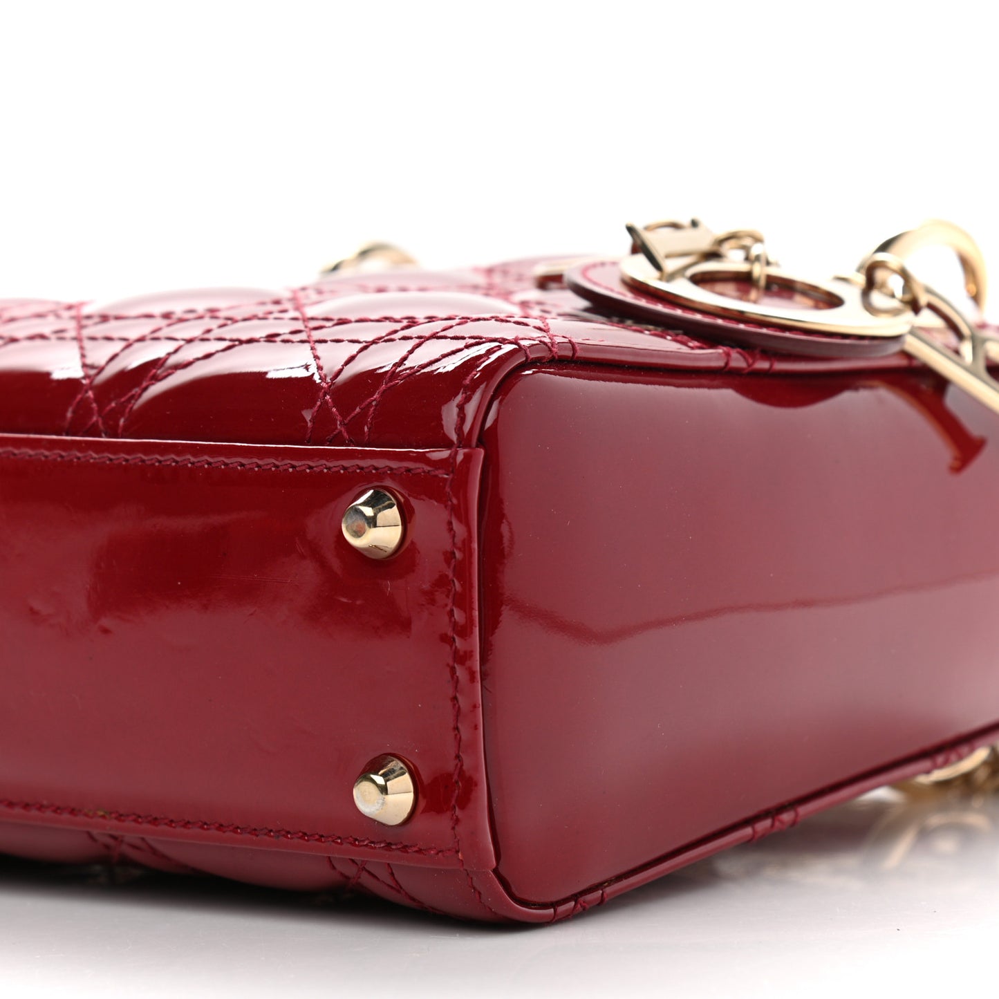 Patent Cannage Mini Lady Dior Red
