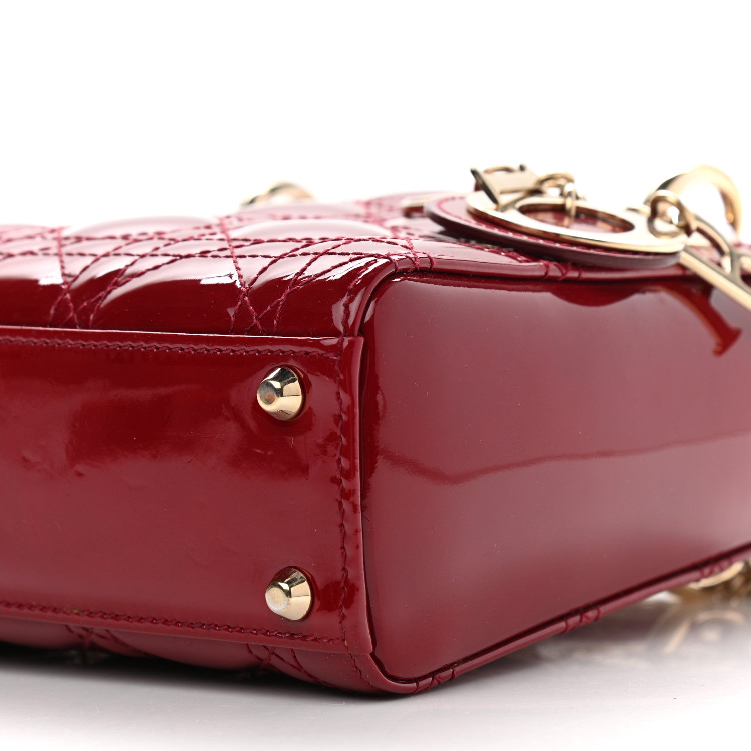 Christian Dior Patent Cannage Mini Lady Dior Red 9 of 13
