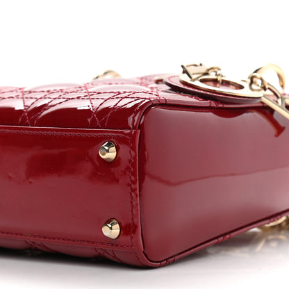Christian Dior Patent Cannage Mini Lady Dior Red 9 of 13