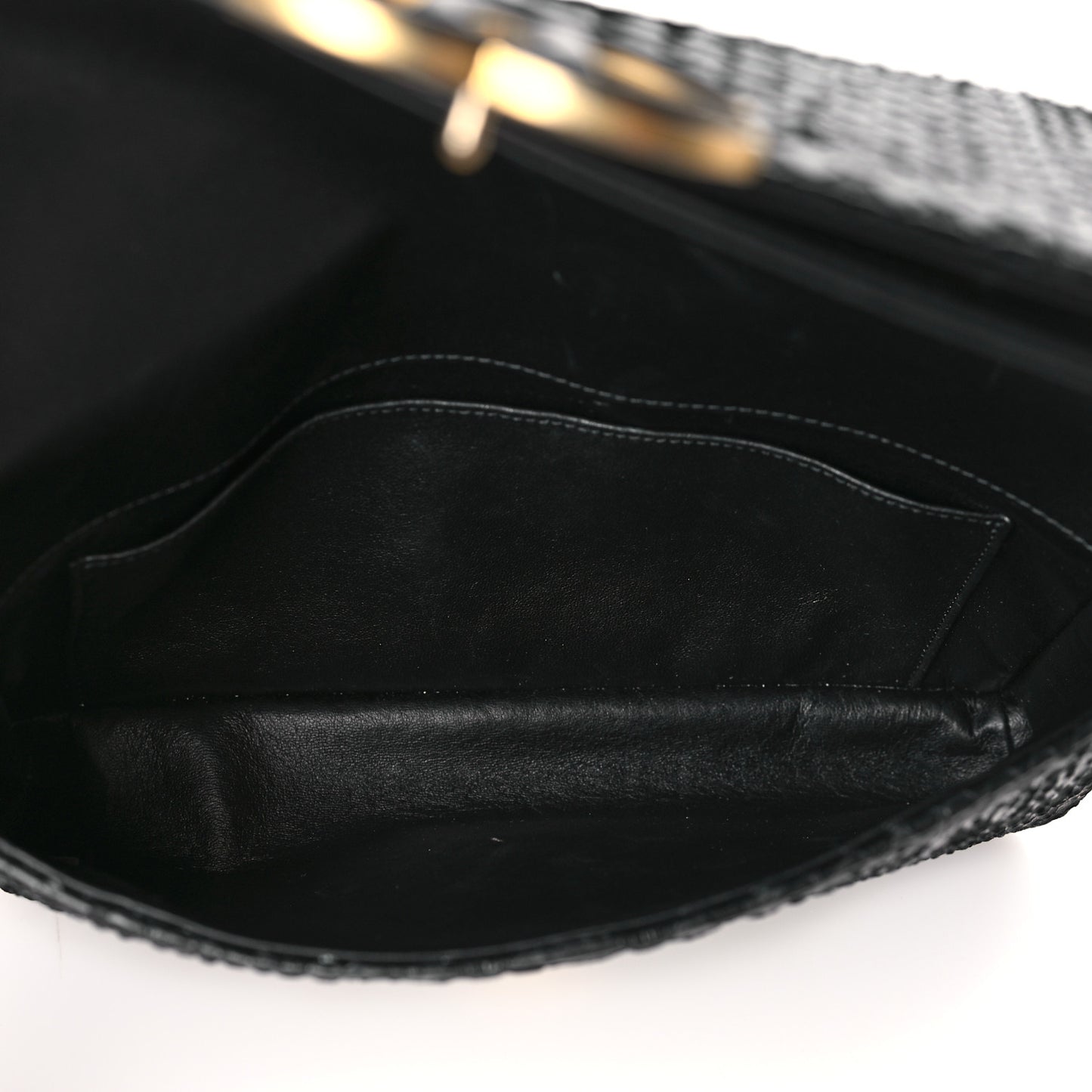 Snakeskin Lambskin Medium Enamel CC Flap Black