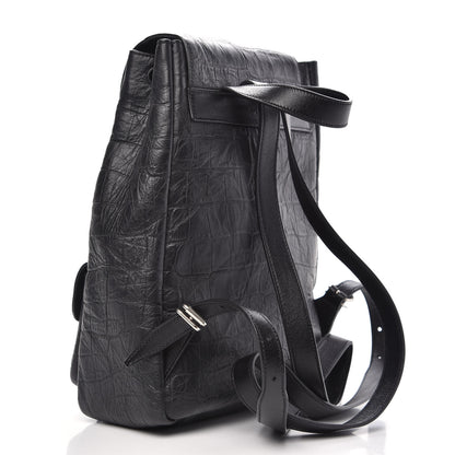 Saint Laurent Crocodile Embossed Lambskin Festival Backpack Black 2 of 8