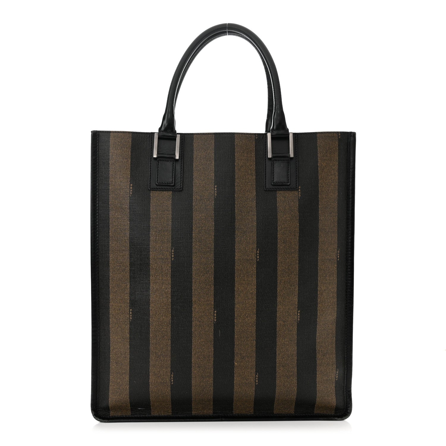 Fendi Calfskin Coated Canvas Pequin Tote Tobacco 1 of 13