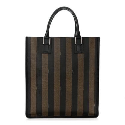 Fendi Calfskin Coated Canvas Pequin Tote Tobacco 1 of 13