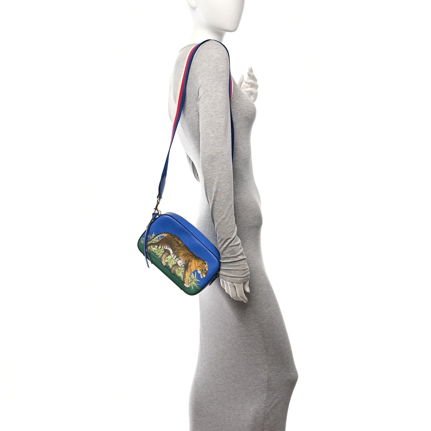 Calfskin Sylvie Tiger Print Camera Bag Multicolor Dark Sky