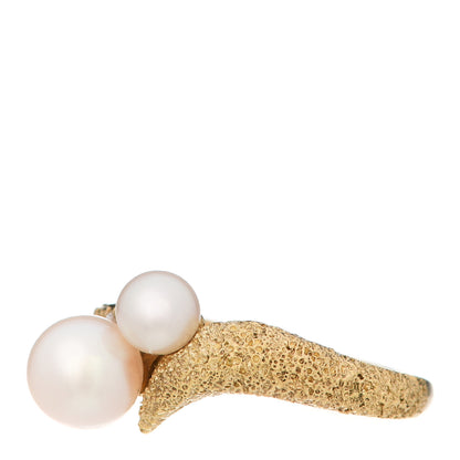 Mikimoto 18K Yellow Gold Diamond Akoya Pearl 4-6.5mm Bypass Ring 51 5.75 3 of 5