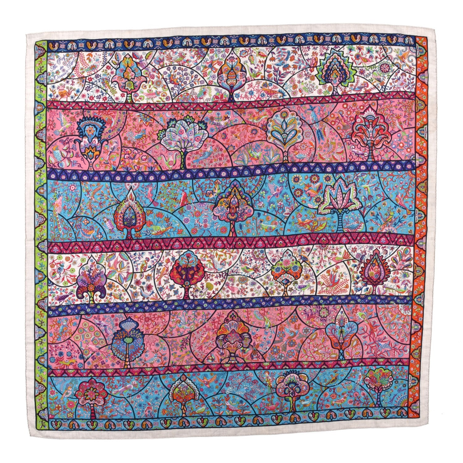 Hermes Cashmere Silk Au Pays Des Oiseaux Fleurs Shawl 140 1 of 5