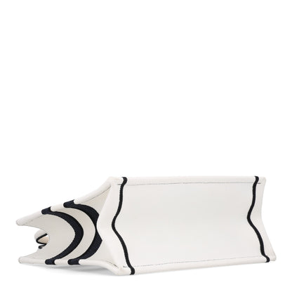 Christian Dior Canvas Embroidered Medium Miss Dior Graffiti Book Tote White Blue 3 of 9
