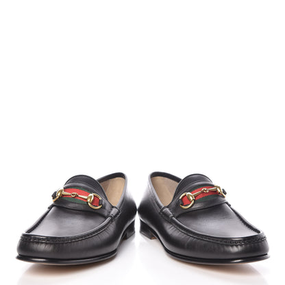 Gucci Calfskin Cirano Lux Web Mens 1953 Horsebit Loafers 8.5 Black 6 of 12
