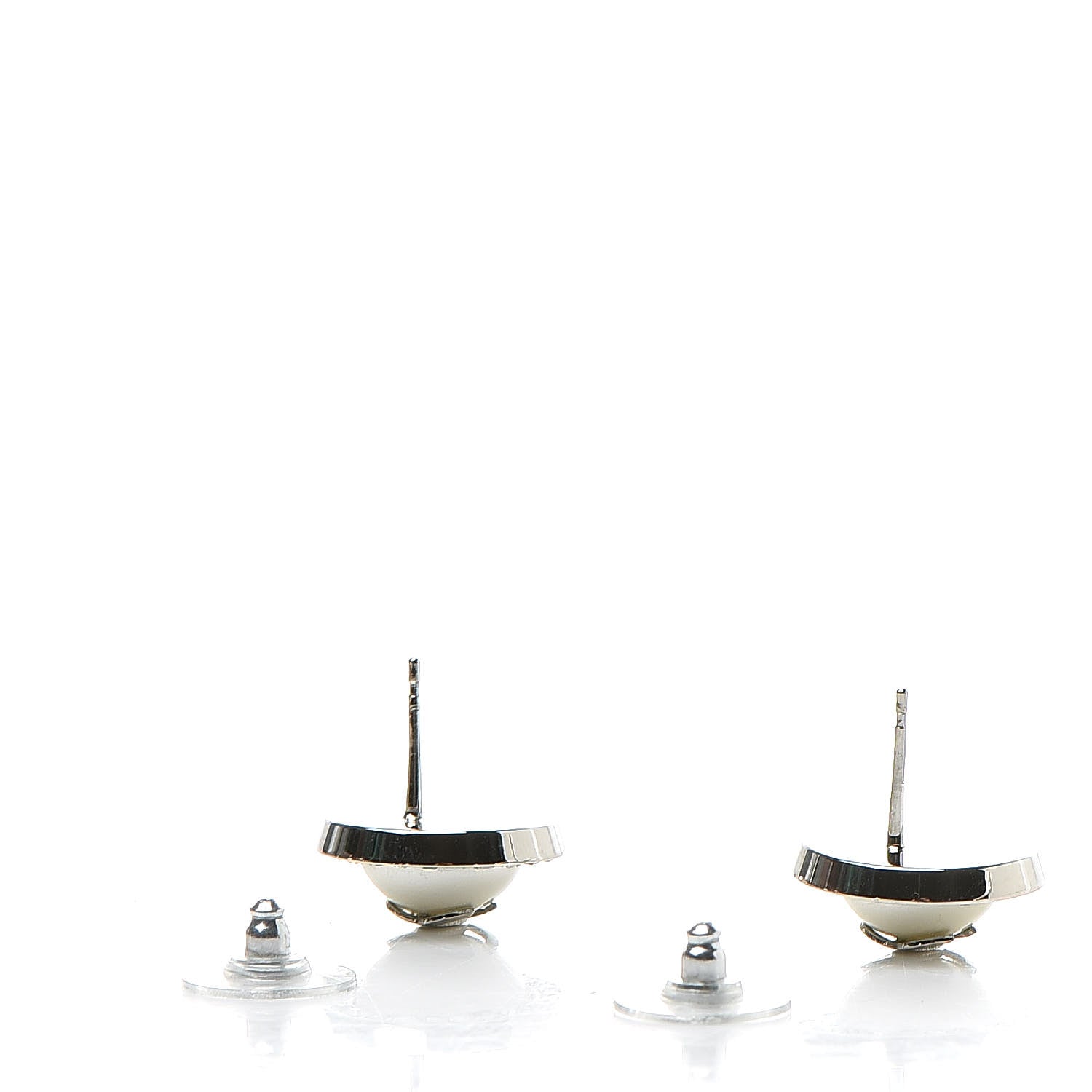Chanel Pearl Baguette CC Round Earrings Silver 3 of 5