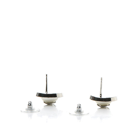 Chanel Pearl Baguette CC Round Earrings Silver 3 of 5
