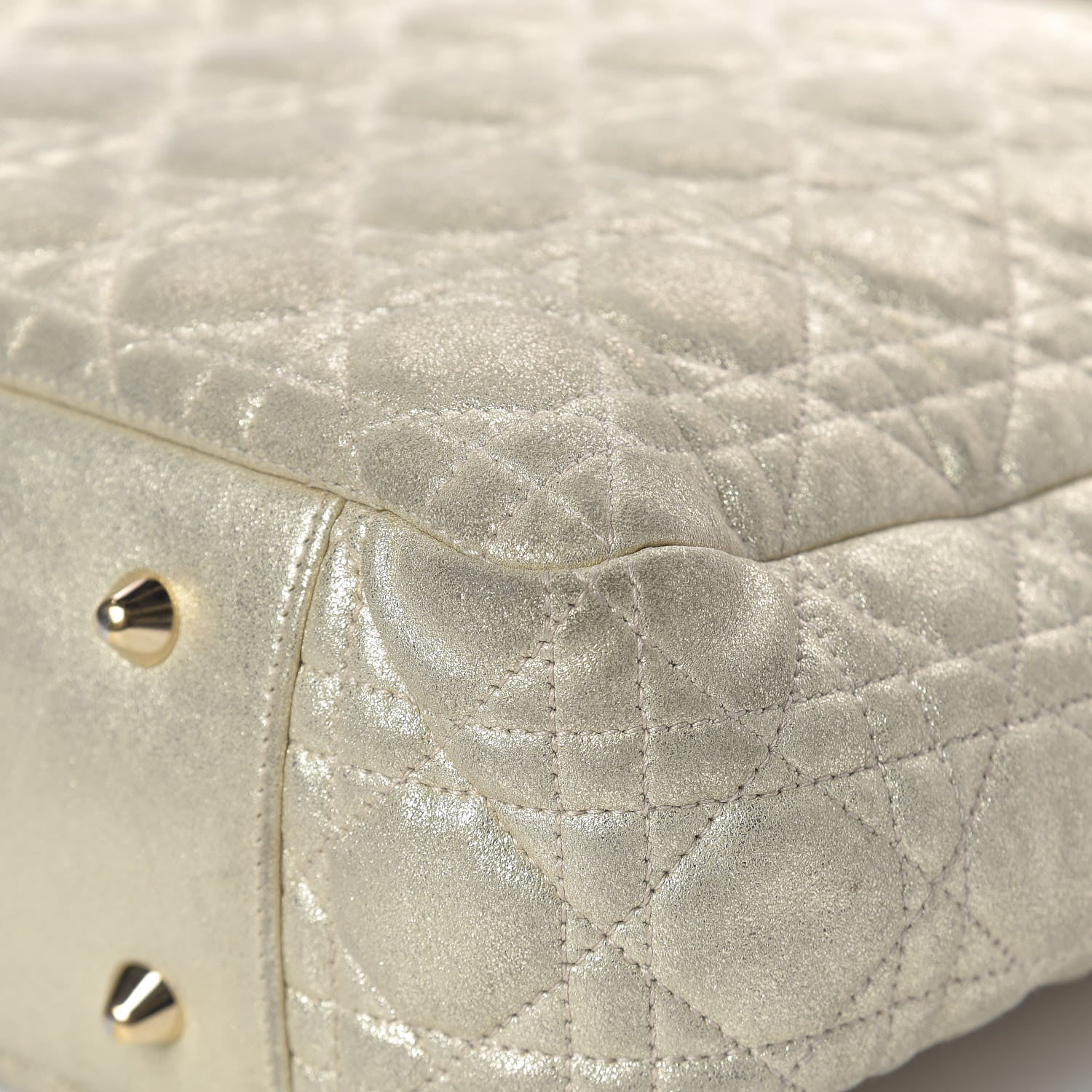 Christian Dior Metallic Lambskin Cannage Dior Soft Shopping Tote Gold 27 of 31