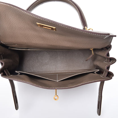 Hermes Taurillon Clemence Kelly Retourne 28 Etoupe 4 of 37