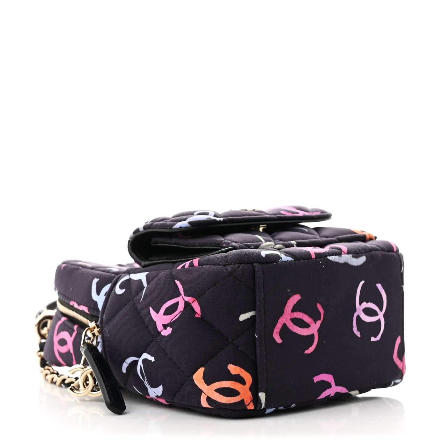 Printed Fabric Quilted CC Mini Classic Backpack Black Multicolor