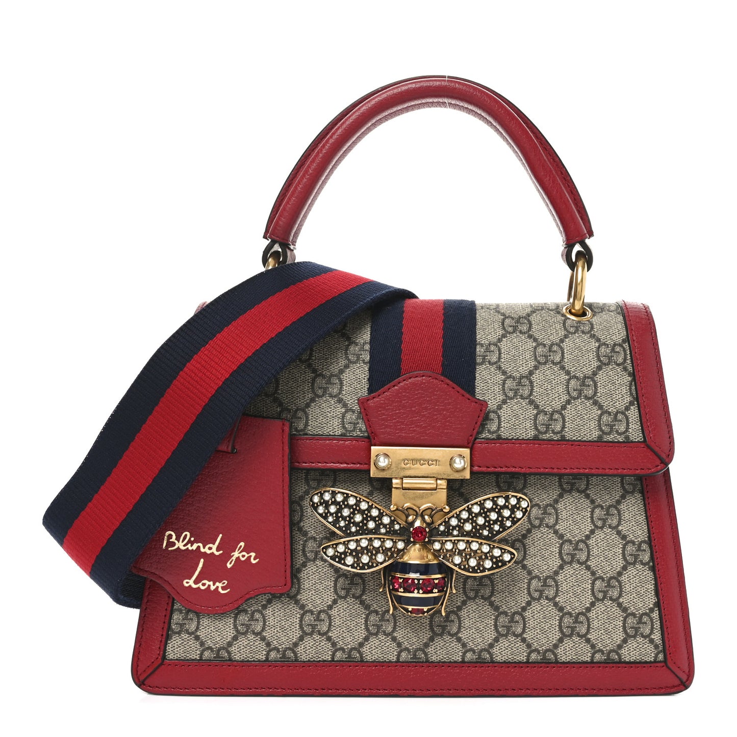 GG Supreme Monogram Small Queen Margaret Top Handle Bag Red
