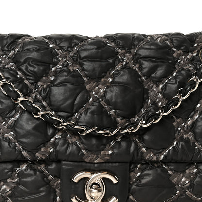 Chanel Nylon Quilted Tweed Stitch Medium Bubble Flap Black Black 9 of 11