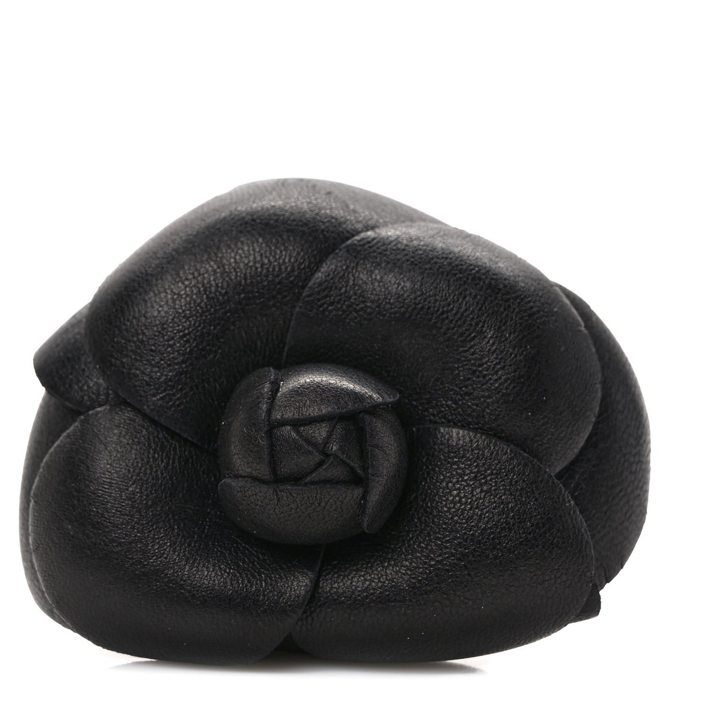Lambskin Camellia Brooch Black