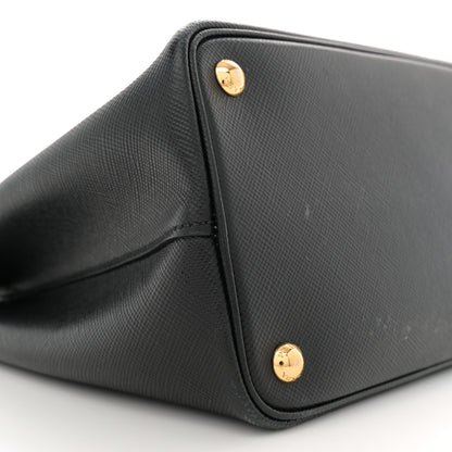 Prada Saffiano Cuir Medium Double Bag Black Mughetto 9 of 13