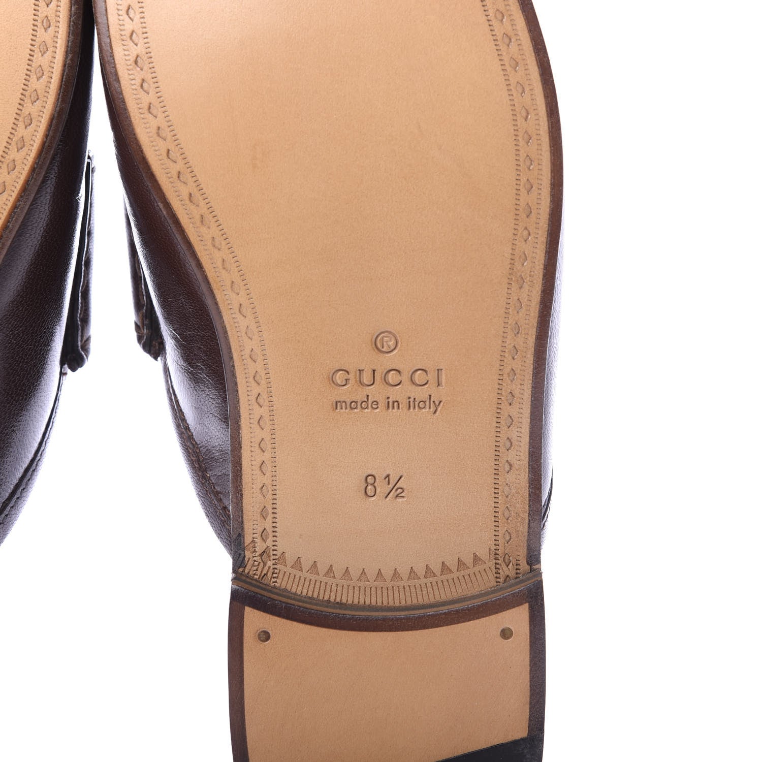 Gucci Goatskin Mens Horsebit Slippers 8.5 Light Brown 6 of 9