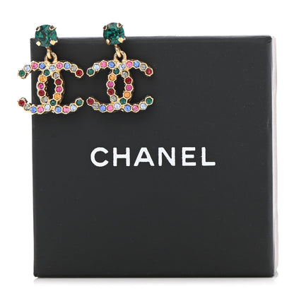 Chanel Crystal Over The Rainbow CC Drop Earrings Gold Multicolor 5 of 5