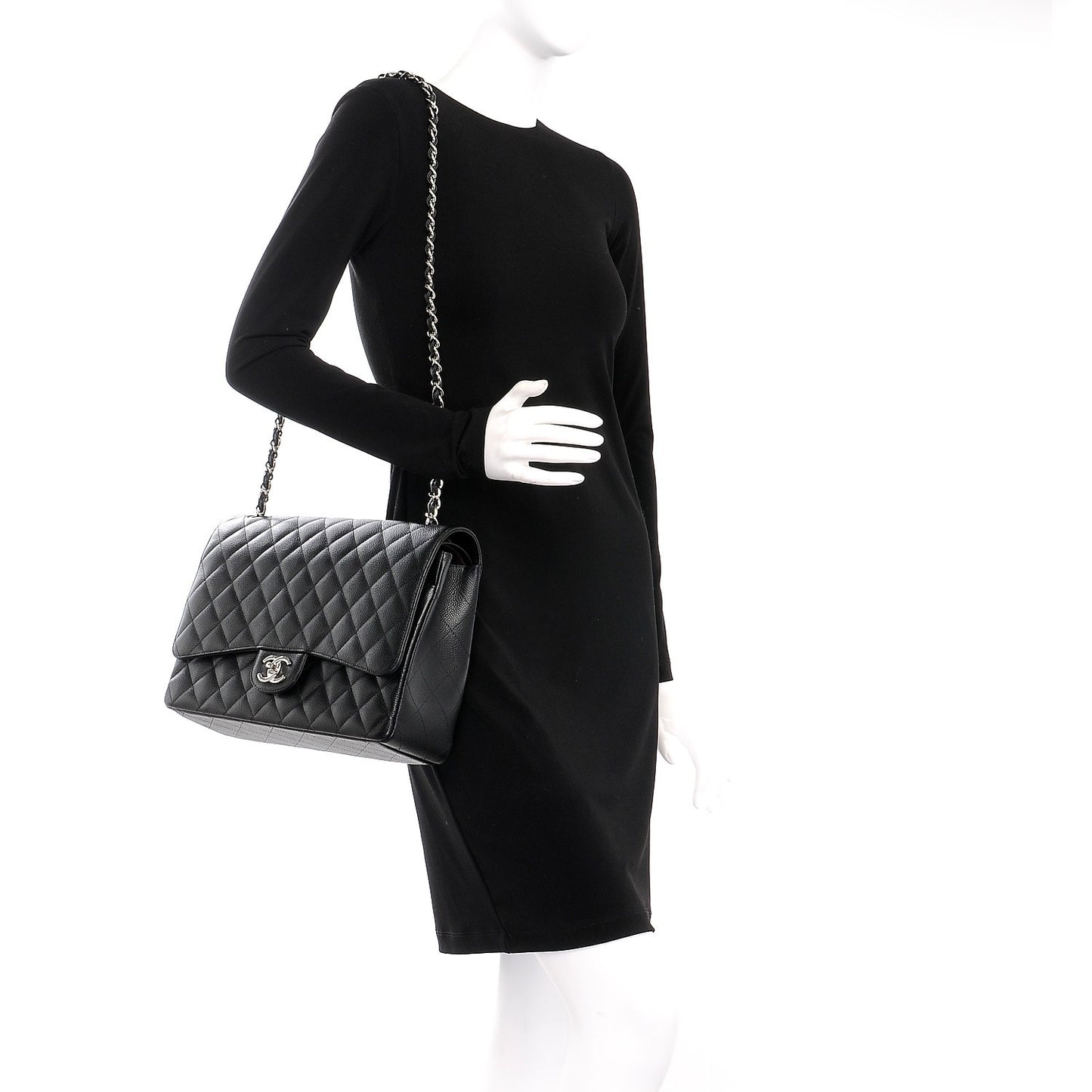 Caviar Quilted Maxi Double Flap Black