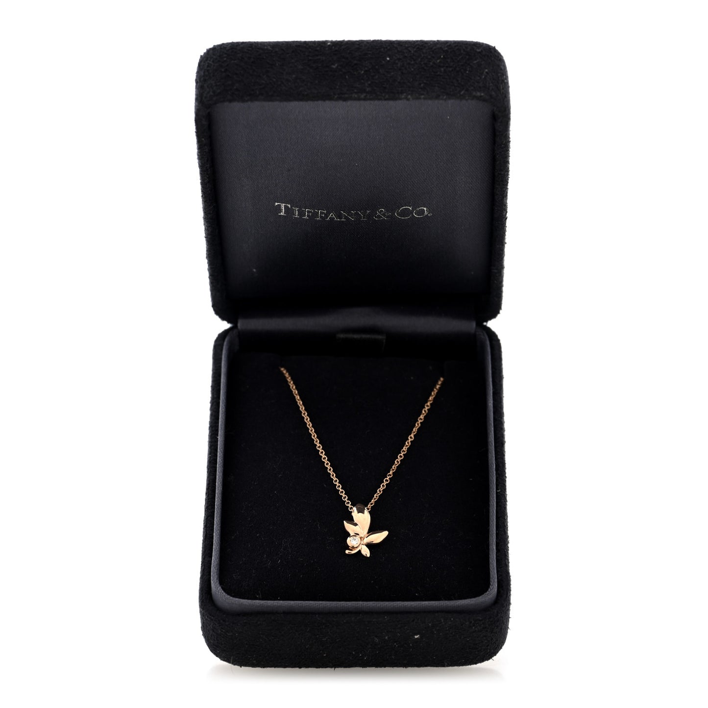 18K Rose Gold Diamond Paloma Picasso Olive Leaf Pendant Necklace
